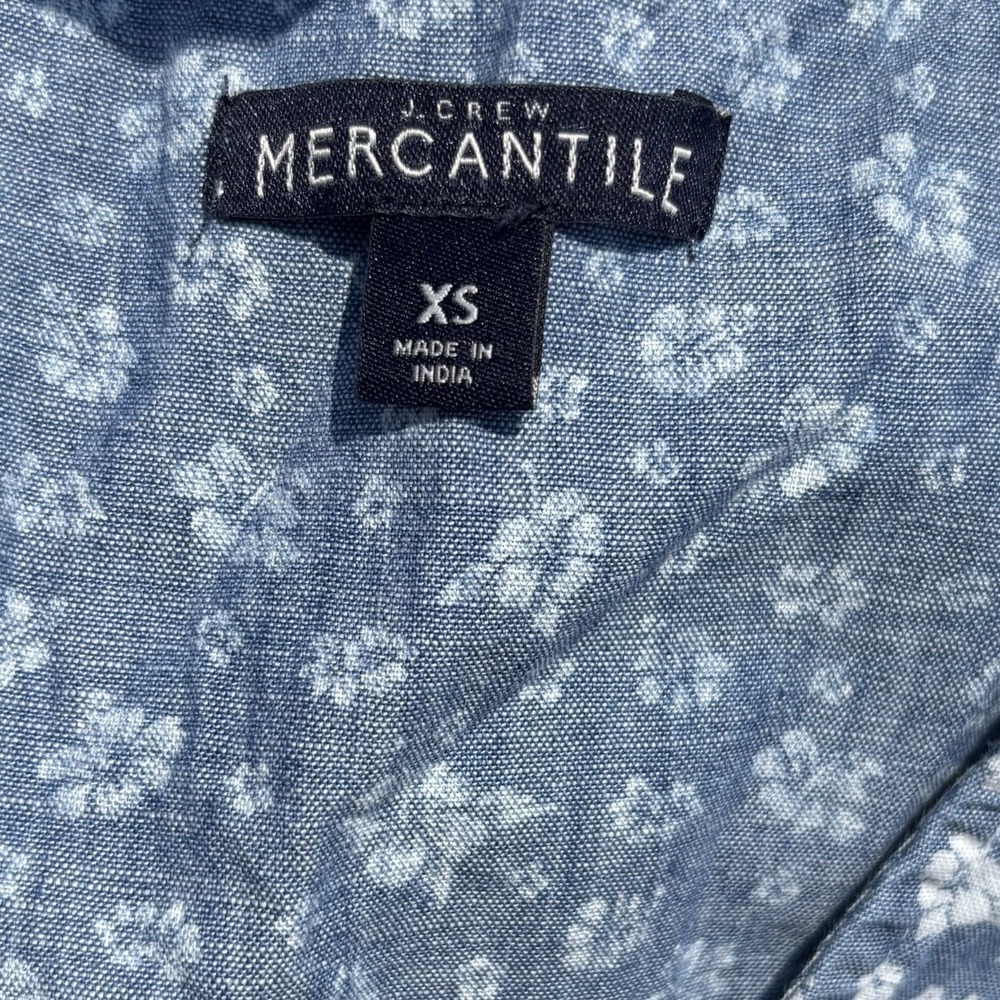 J. Crew Mercantile Floral Printed Chambray Faux Wrap Ruffle Dress Size XS - Picture 8 of 8
